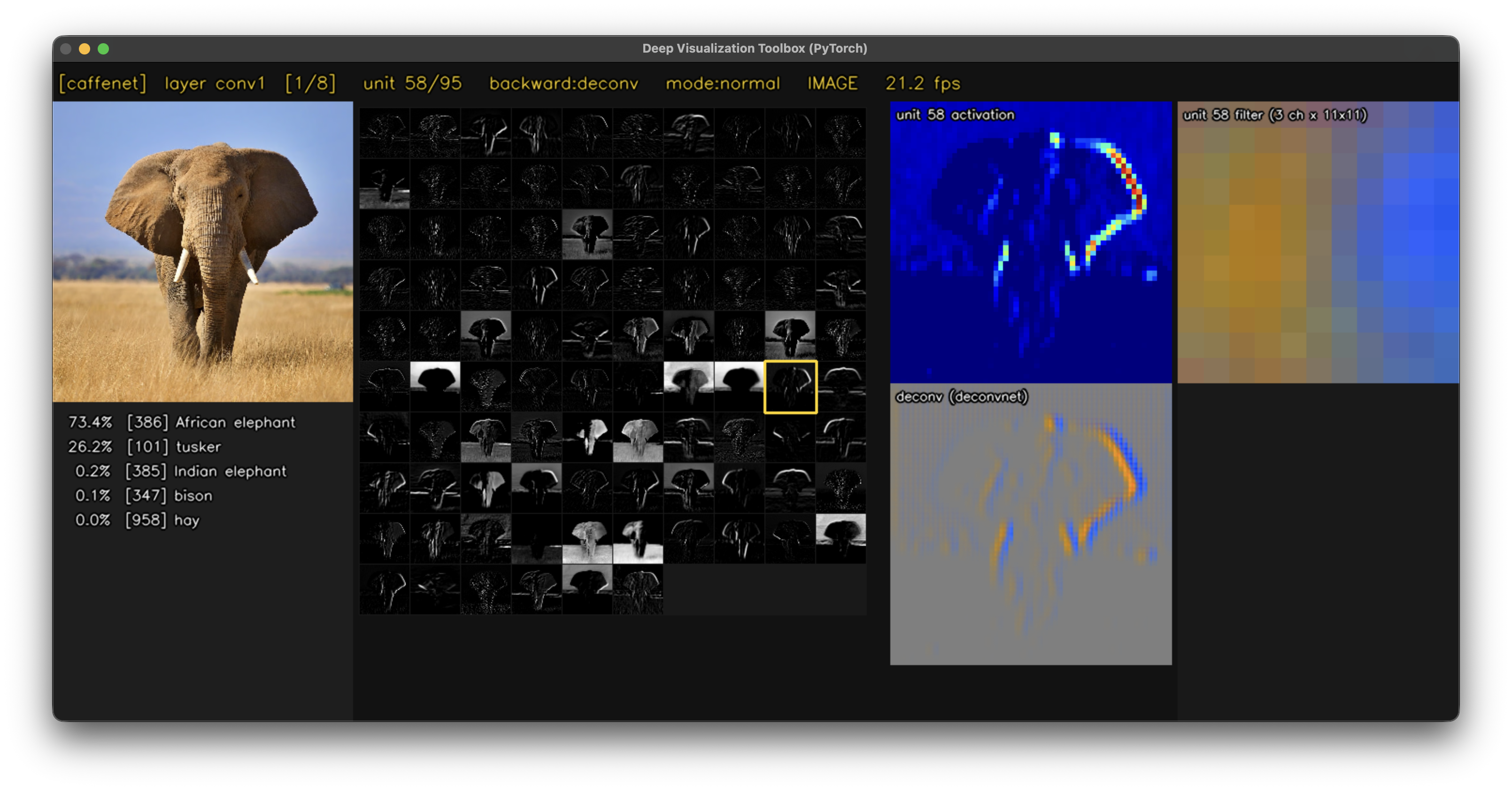 Screenshot of the DeepViz Toolbox (PyTorch) interface